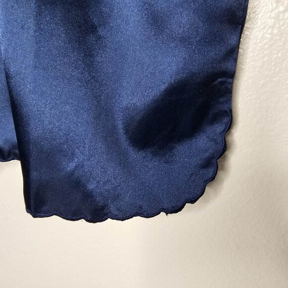 Vintage 90s L Silk Camisole Tank Top Blue Whimsigoth Embroidered Floral Satin - Picture 3 of 7